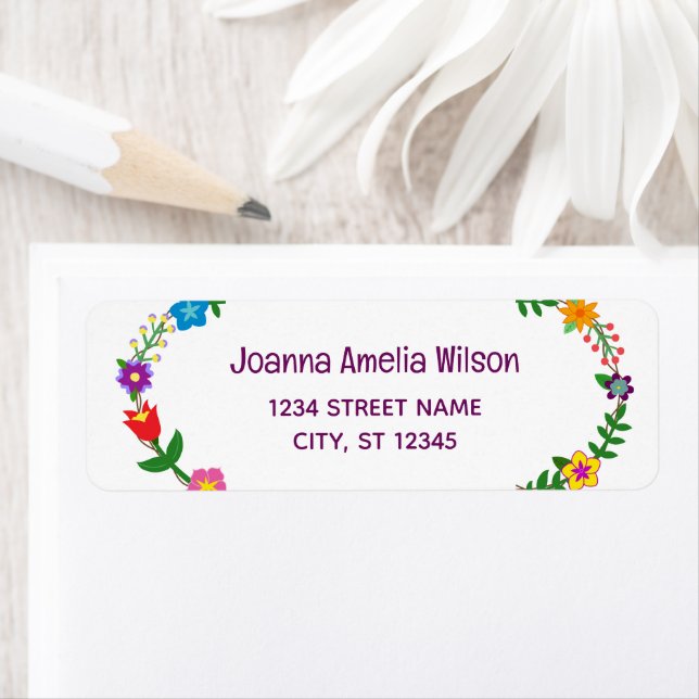 Elegant Chic Floral Flowers Modern Return Address  Label (Insitu)