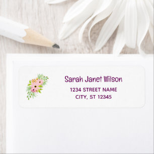 Elegant Chic Floral Flowers Modern Return Address Label
