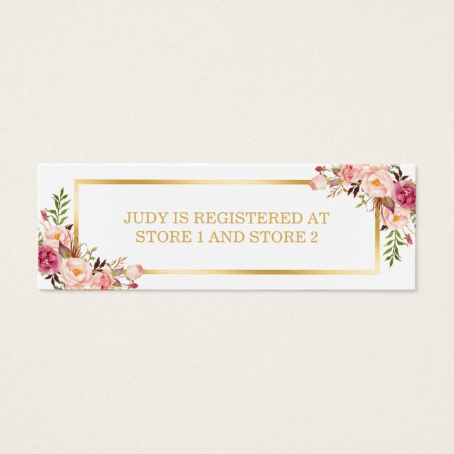 Elegant Chic Floral Gold Frame | Registry Insert (Front)