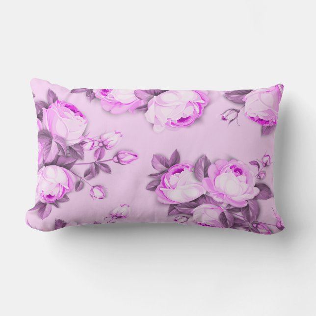 Elegant chic floral lumbar pillow (Front)