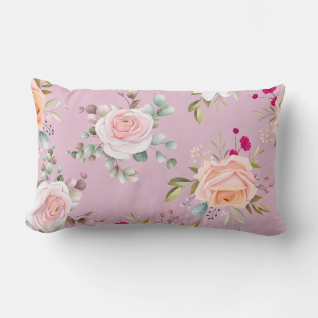 Elegant chic floral lumbar pillow (Front)