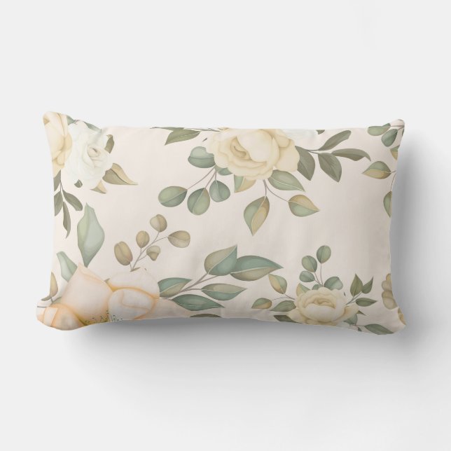 Elegant chic floral lumbar pillow (Front)