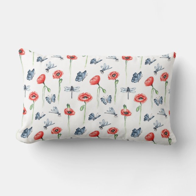 Elegant chic floral lumbar pillow (Front)