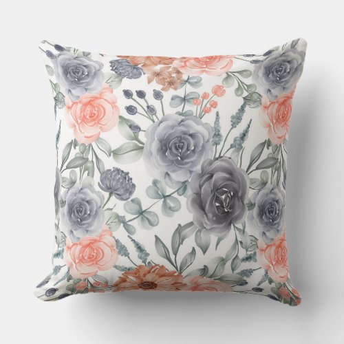 Elegant chic floral outdoor pillow