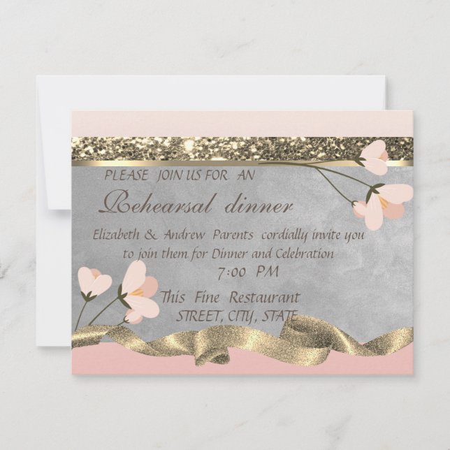 Elegant Chic  Floral Rehearsal Dinner Invitation (Front)