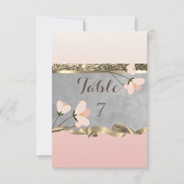 Elegant Chic Floral Table Card (Front)