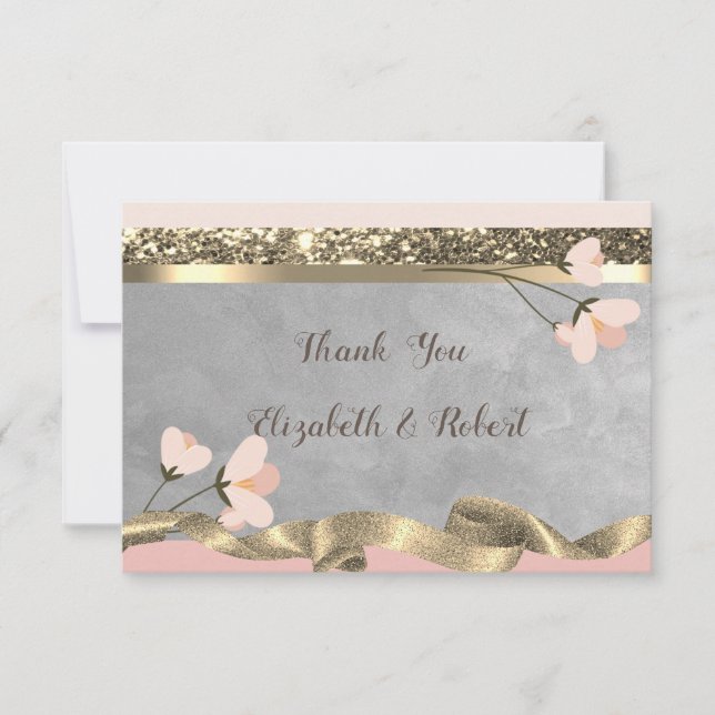 Elegant Chic  Floral Thank You Card (Front)