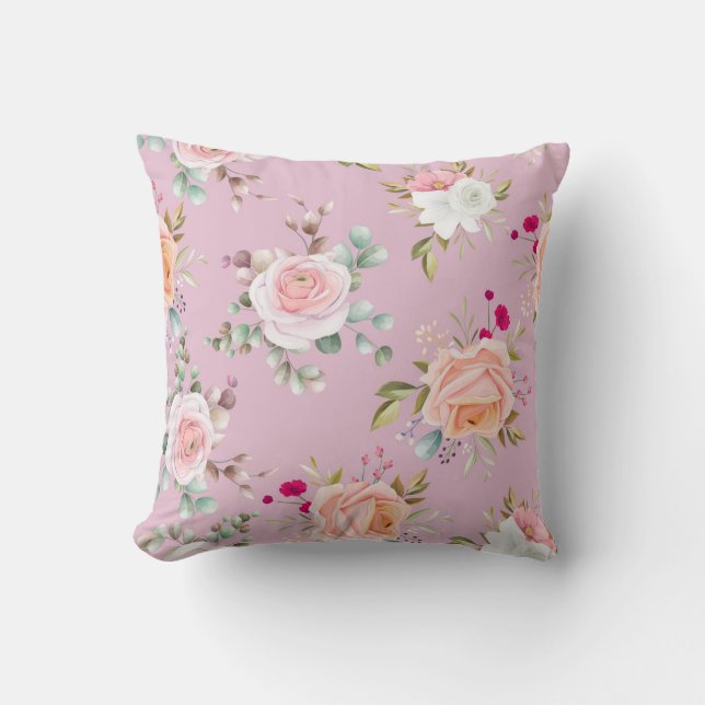 Elegant chic floral throw pillow (Front)