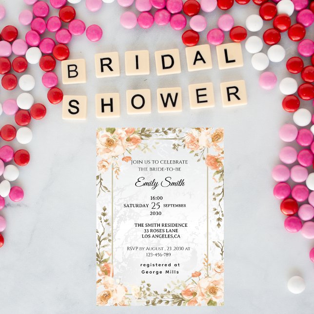 Elegant Chic Floral Watercolor Bridal Shower Invitation (Creator Uploaded)