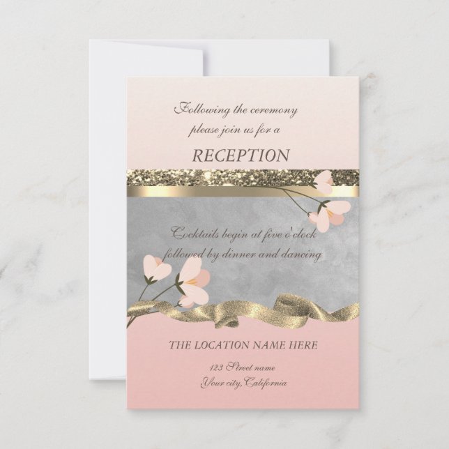 Elegant Chic Floral Wedding Reception Invitation (Front)
