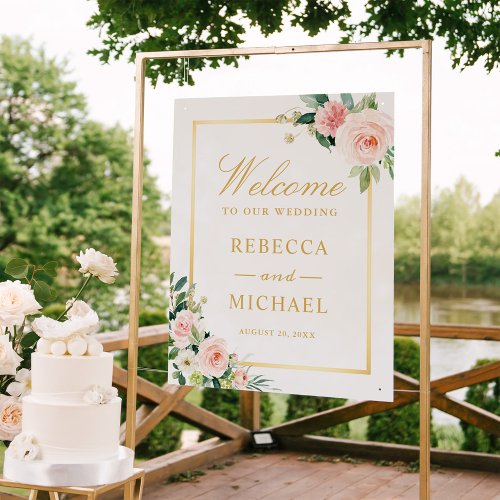 Elegant Chic Floral Welcome to Our Wedding Sign