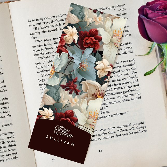 Elegant Chic Floral with Custom Name/Monogram Bookmarks (Creator Uploaded)