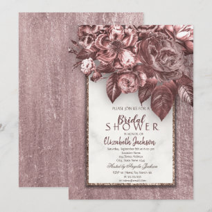 Elegant Chic Flowers Burgundy Bridal Shower Invitation