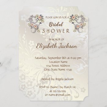 Elegant Chic Flowers Damask  Bridal Shower Invitation by Biglibigli at Zazzle