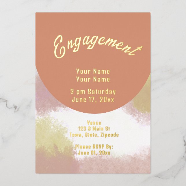 Elegant Chic Foil Engagement Invitation Foil Invitation (Front)