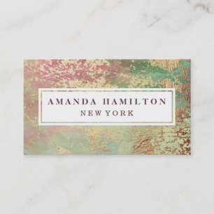 Elegant chic Gilded Blush Green Pink Gold Business Card