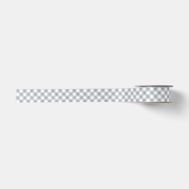 Elegant Chic Gingham Gray Pattern Satin Ribbon (Front)