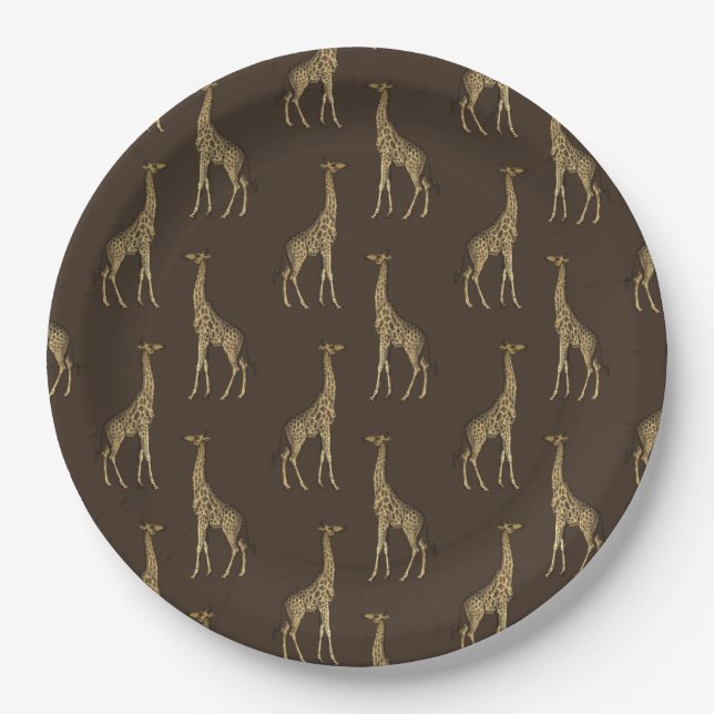 Elegant Chic Giraffe Stylish Paper Plates (Front)