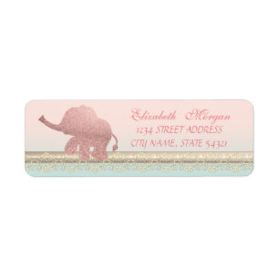 Elegant Chic Girly Cute Lace, Glitter Elephant Label