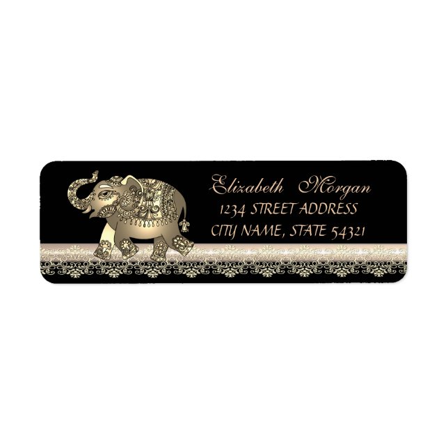 Elegant  Chic Girly Cute Lace, Gold Elephant Label (Front)