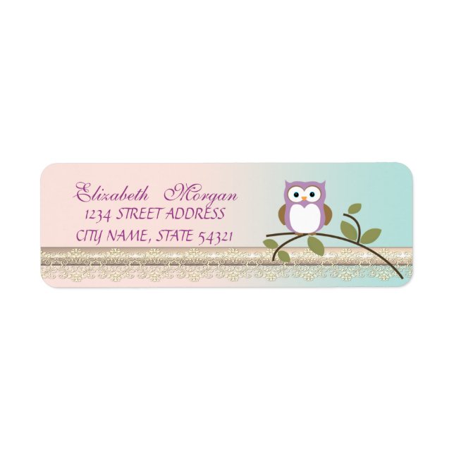 Elegant  Chic Girly Cute,Owl Label (Front)