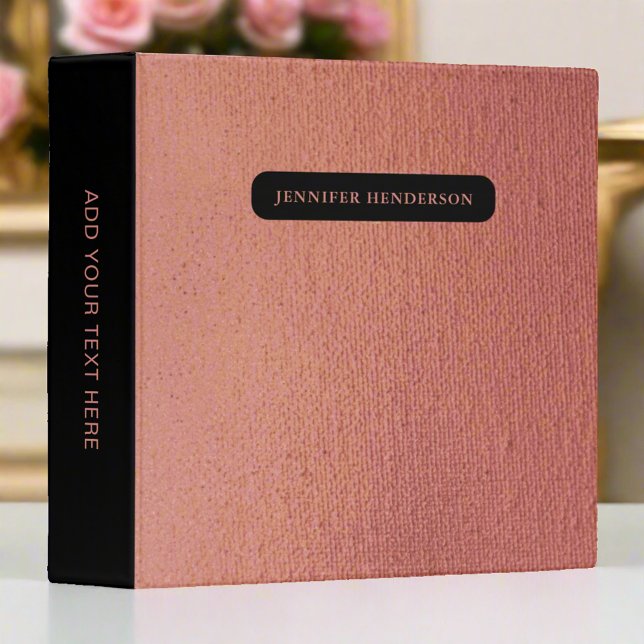 Elegant Chic Girly Rose Gold Pink Monogram Name 3 Ring Binder (Creator Uploaded)