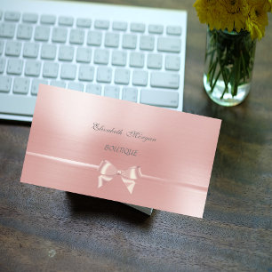 Elegant Chic Glamorous Pink Ribbon Bow Business Card