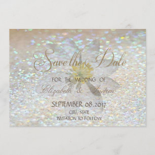 Elegant Chic,Glitter,Daisy Wedding Save the date