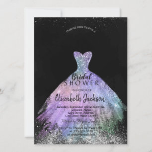 Elegant Chic Glitter Dress, Bridal Shower Invitation