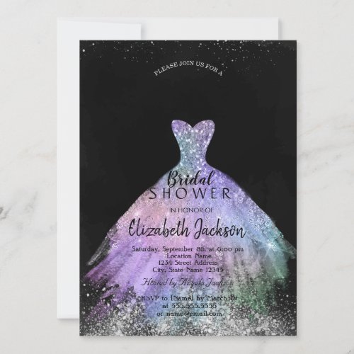 Elegant Chic Glitter Dress Bridal Shower   Invitation