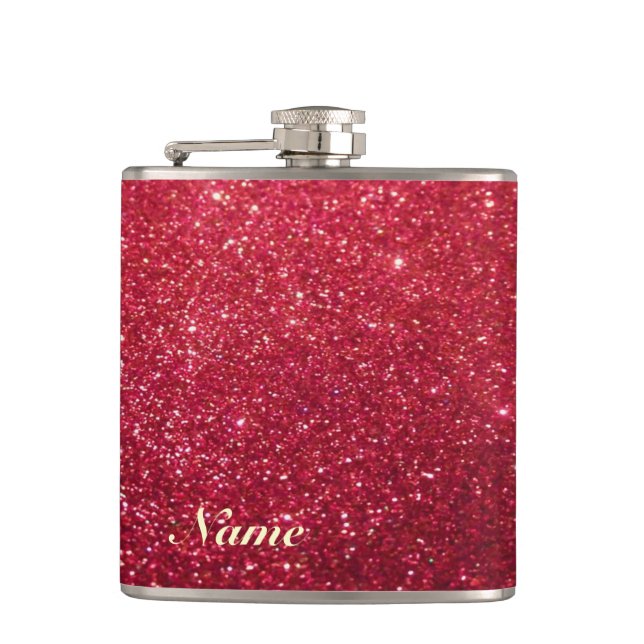 Elegant chic glittery look  personalized flask (Front)