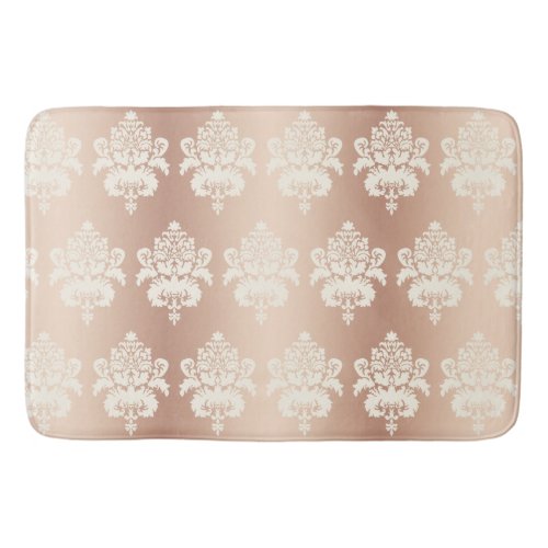 Elegant Chic Glow Rose Gold Damask Bath Mat