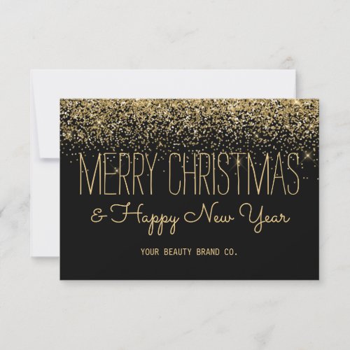 Elegant Chic Gold And Black Business Holiday Card