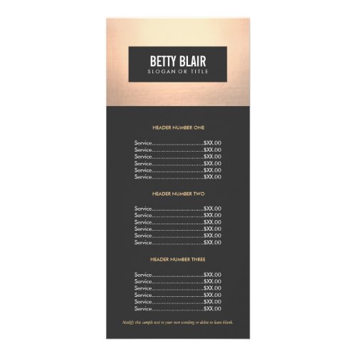 Elegant Chic Gold and Black Price List Menu