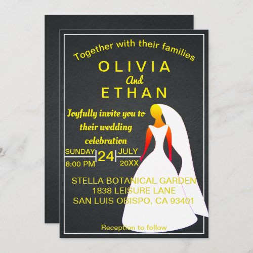 Elegant chic gold and black Wedding Invitation