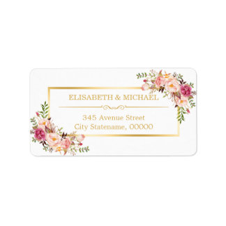 Elegant Chic Gold and White Beautiful Floral Decor Label