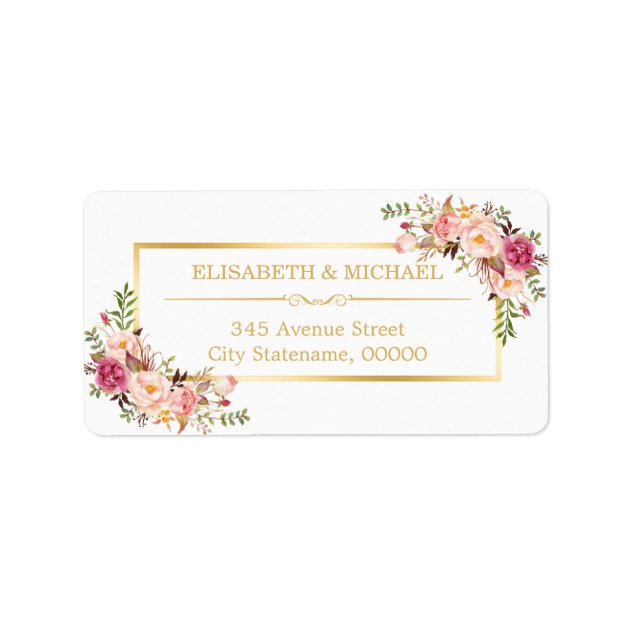 Elegant Chic Gold And White Beautiful Floral Decor Label
