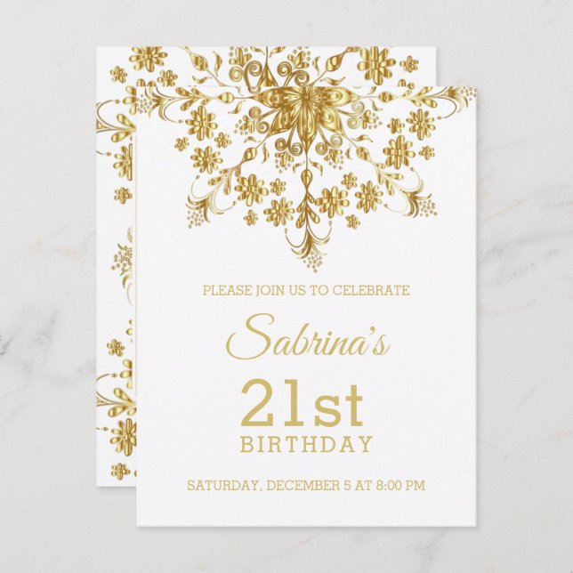 Elegant Chic Gold Birthday Invitation (Front/Back)