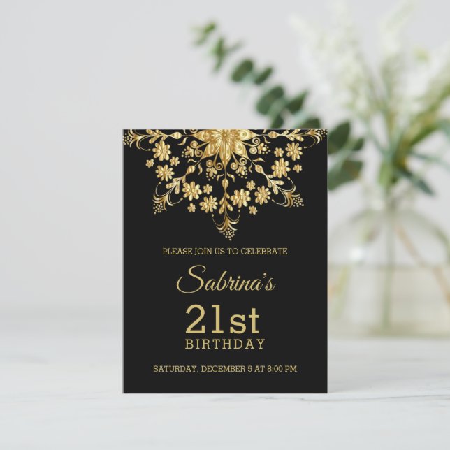 Elegant Chic Gold Birthday Invitation (Standing Front)