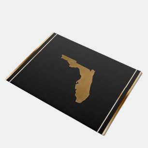 Elegant Chic Gold & Black Florida State Map Doormat