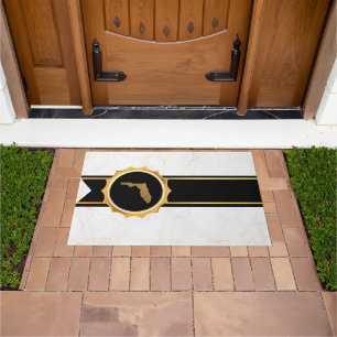 Elegant Chic Gold & Black Florida State Map Doormat