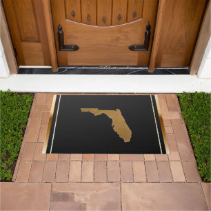 Elegant Chic Gold & Black Florida State Map Doormat