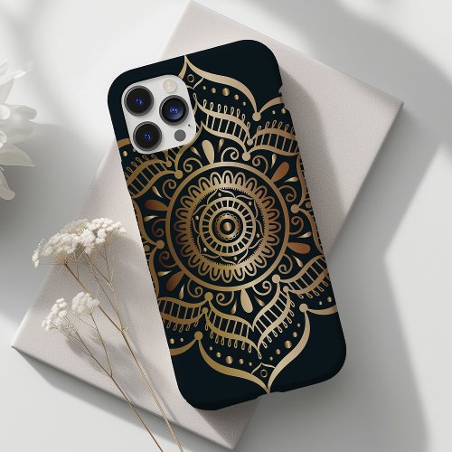 Elegant Chic Gold Black Mandala Art iPhone 13 Pro Max Case