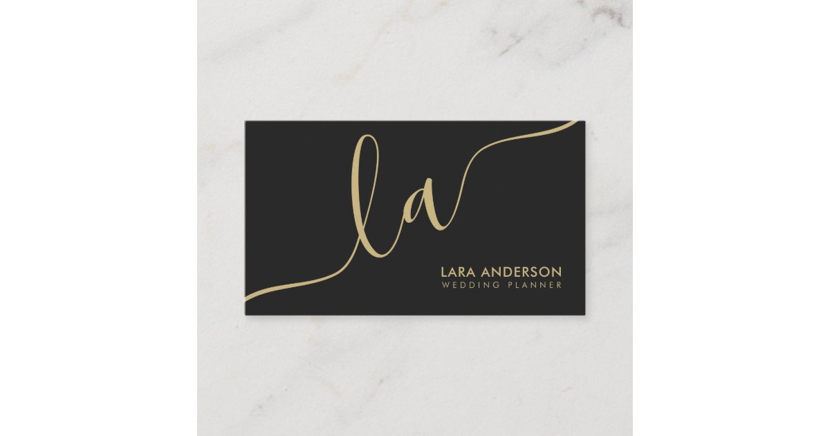 Elegant chic gold black modern monogram initials business card | Zazzle