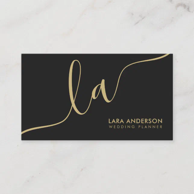 Elegant chic gold black modern monogram initials business card | Zazzle