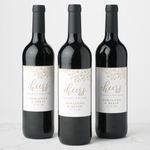 Elegant Chic Gold  Black Wedding Wine Label