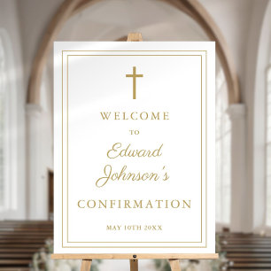 Elegant Chic Gold Border Confirmation Welcome Sign