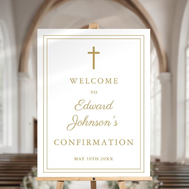 Elegant Chic Gold Border Confirmation Welcome Sign (Elegant Chic Gold Border Confirmation Welcome Sign)
