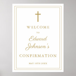 Elegant Chic Gold Border Confirmation Welcome Sign