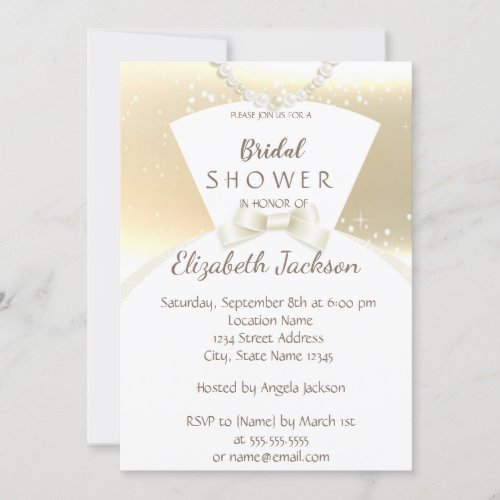 Elegant Chic Gold  Bride Dress   Bridal Shower Invitation